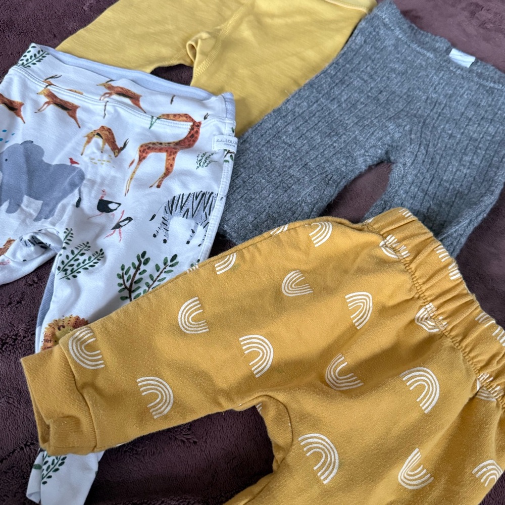 Cute Baby Pants in Yellow, Gray and White
